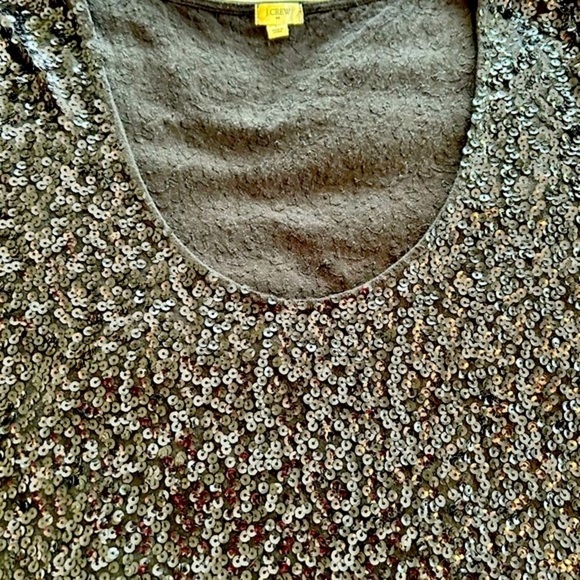 J.Crew Factory Top Black Sequin Short Sleeve Tee Sparkle Glitter size Large - Picture 13 of 16